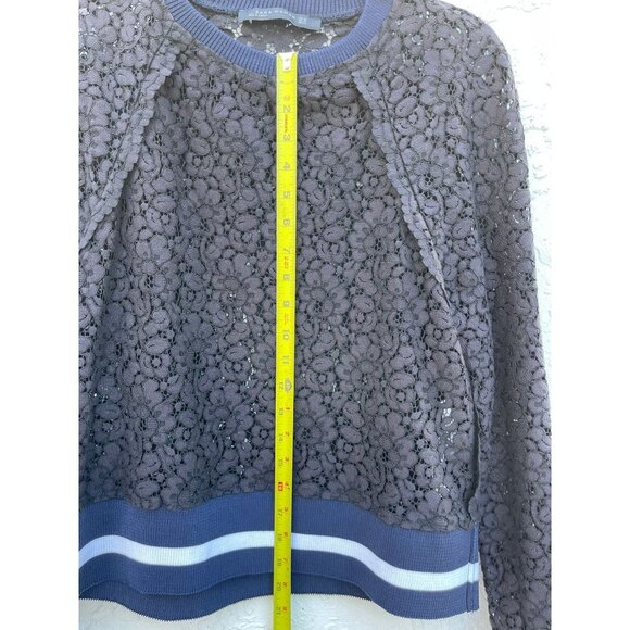 Zara Womens Pullover Long Sleeve Lace Sweater Top Blue Sz XS - Picture 5 of 7